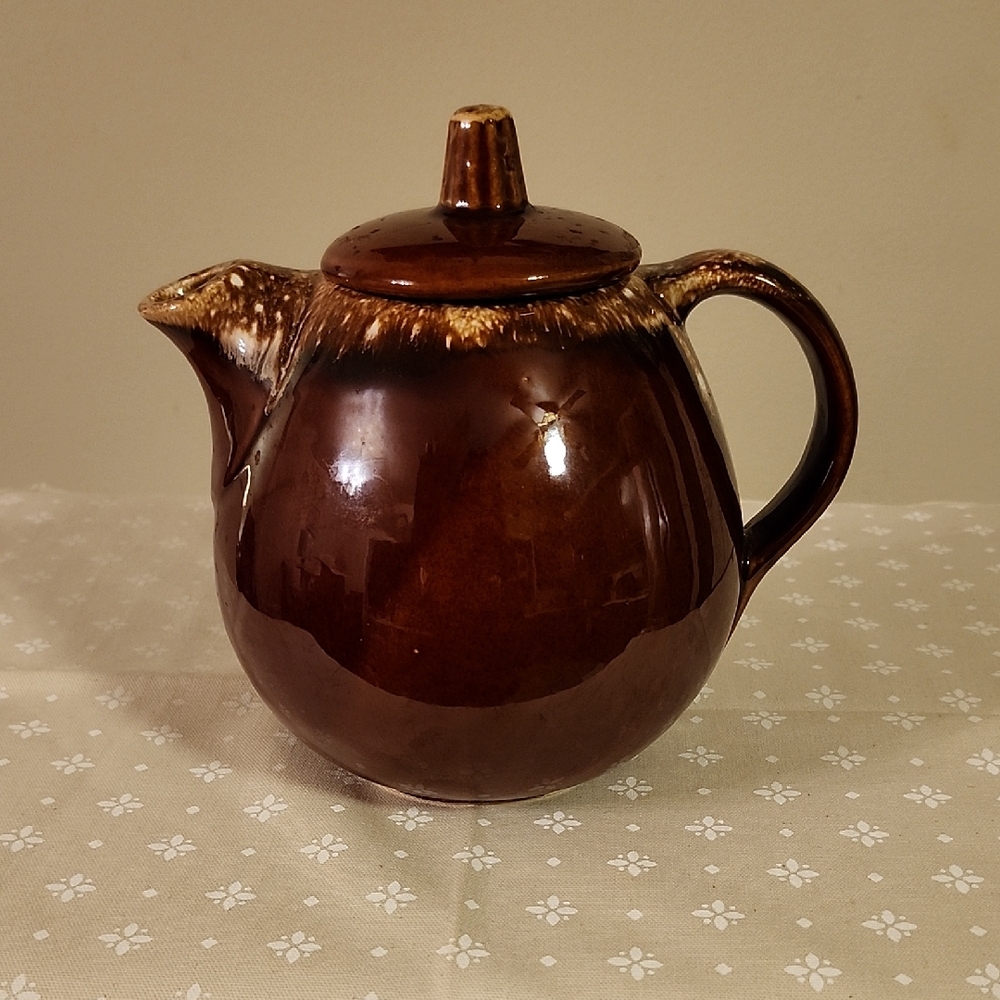 Vintage Hull Pottery Brown Drip Glaze Teapot